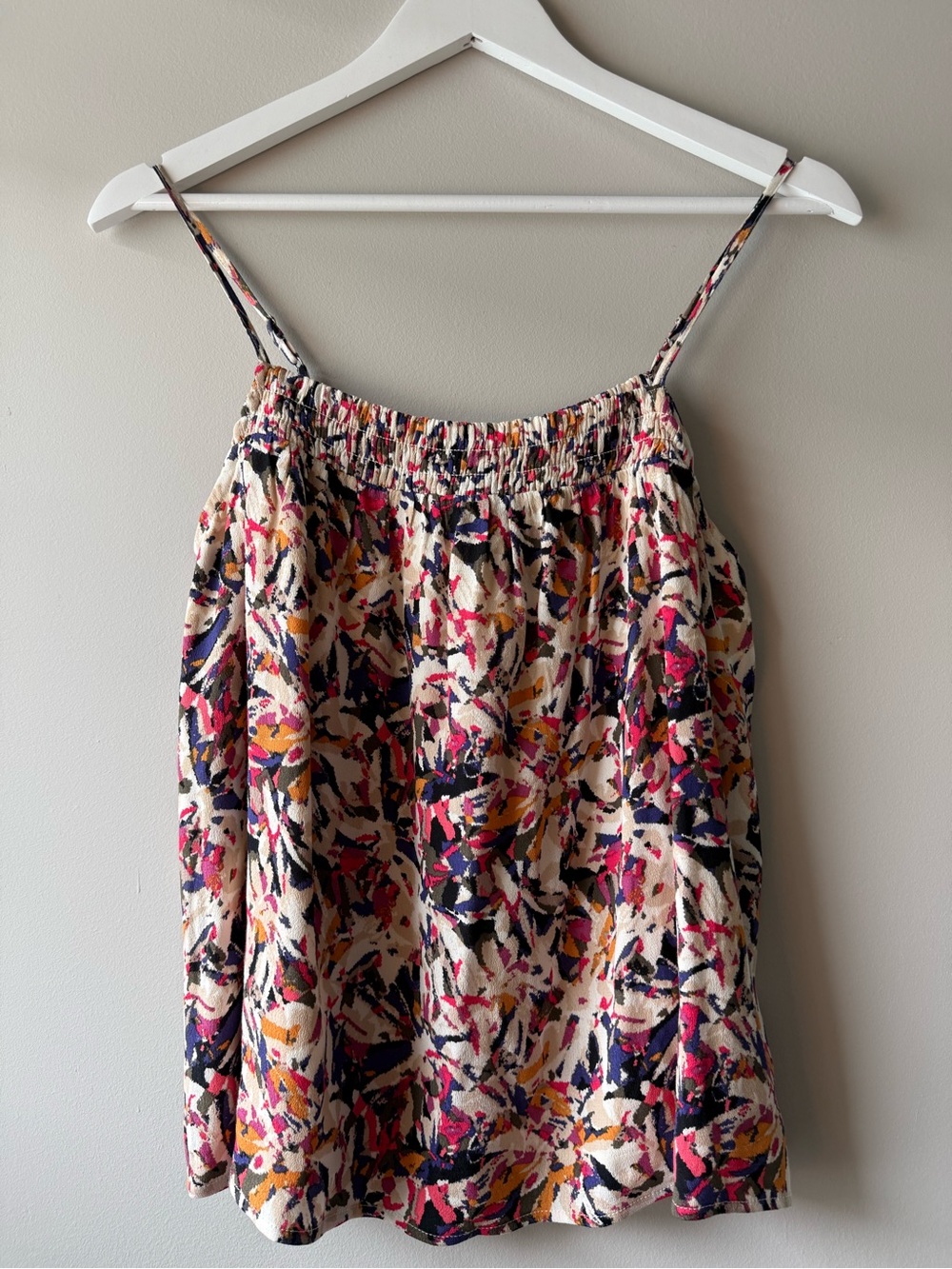 EVEREVE Savannah Cami Pink Dotty Abstract Print Smocked Top Size S